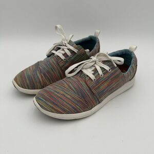 Toms‎ Del Rey 10009995Multicolor Striped Lace Up Sneakers Shoes - Women's Sz 7
